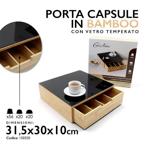 PORTA CAPSULE BAMBOO 31X30X10