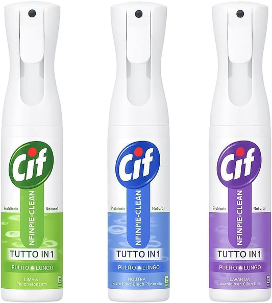 3 CIF Infinite Clean Spray Multiuso Con Probiotici, Detergente Superfici, Per Cif 280 Ml