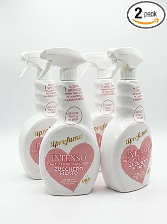 Spray Profumatore per Tessuti e Biancheria, Fragranza Zucchero Filato, Elimina Cattivi Odori, Lunga Durata fino a 72 Ore (x4)