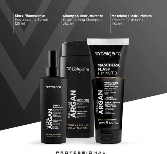 VITALCARE | Gift Set Argan - Shampoo 250ml + Siero 125 ml + Maschera Flash 190ml