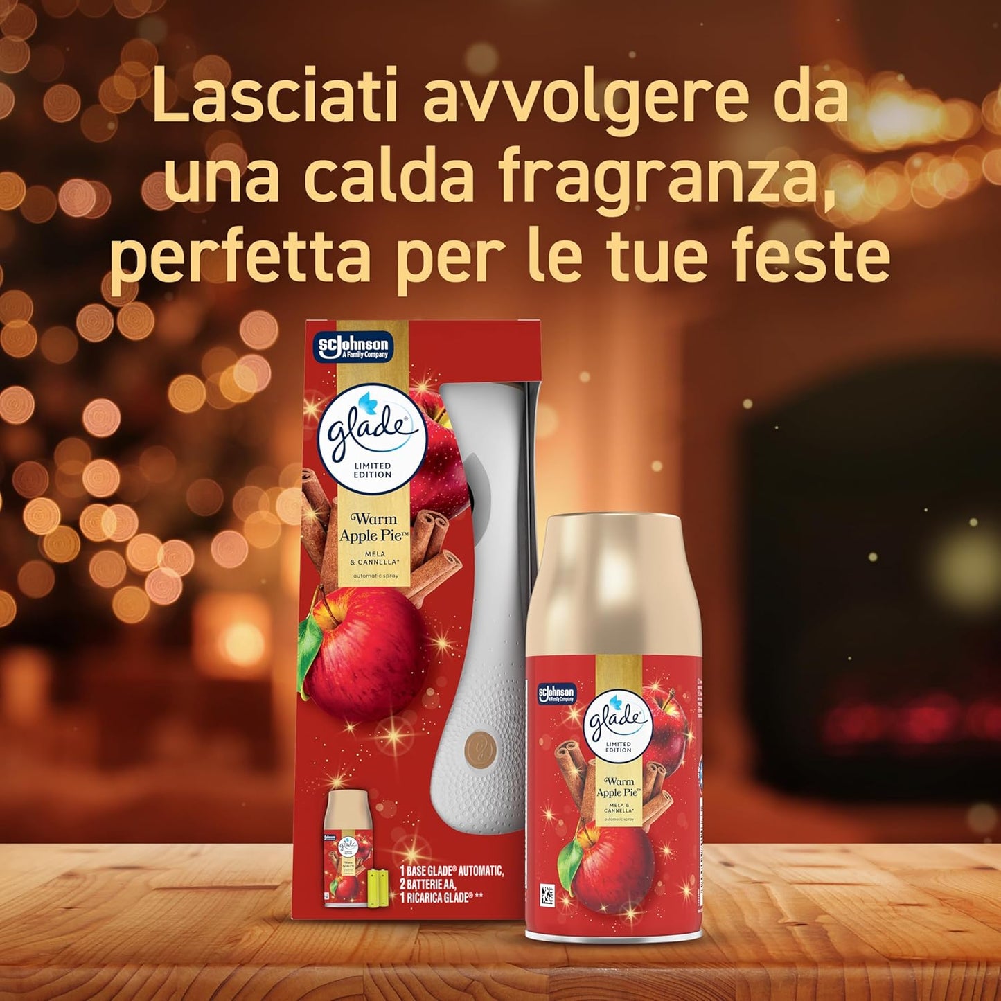 Glade Automatic Spray Diffusore + Ricarica, Profumatore per Ambienti, fragranza Warm Apple Pie