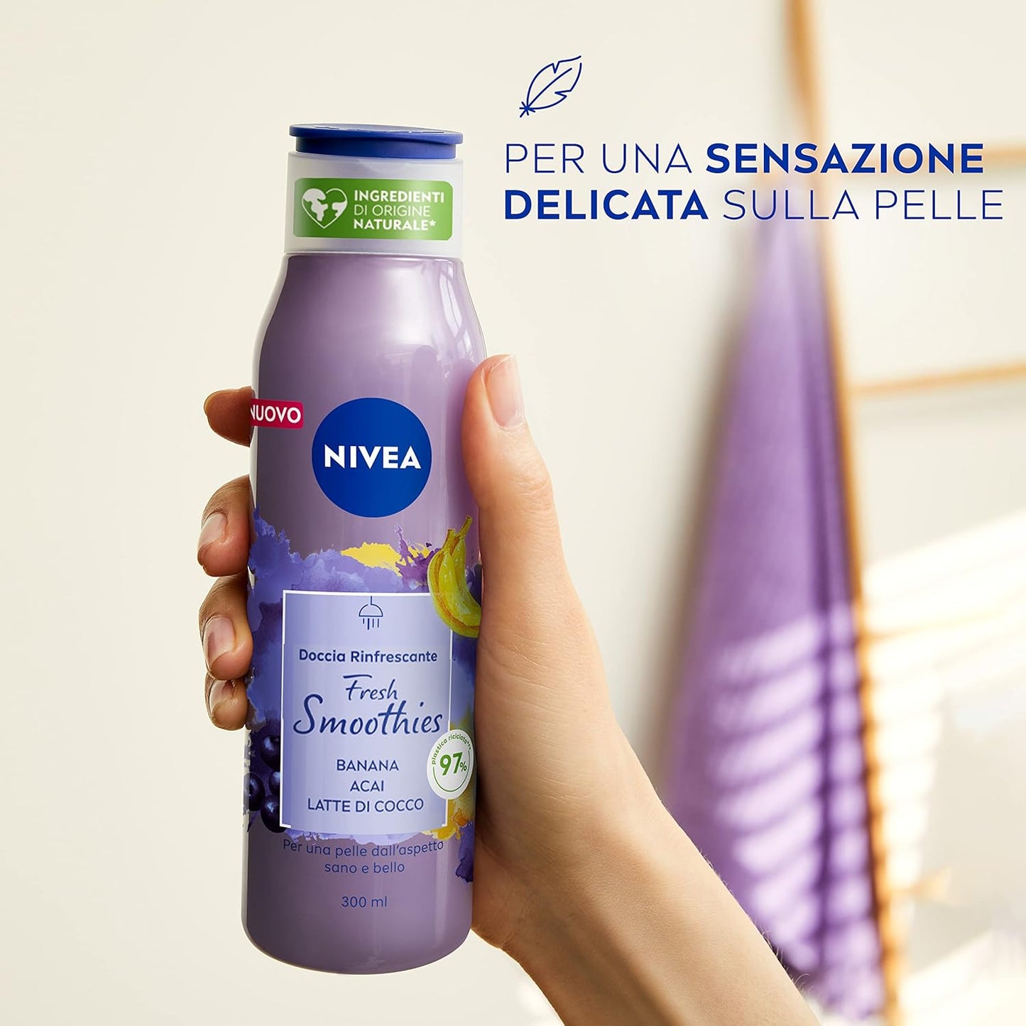 NIVEA Doccia Rinfrescante Fresh Smoothies Acai & Banana 300 ml,