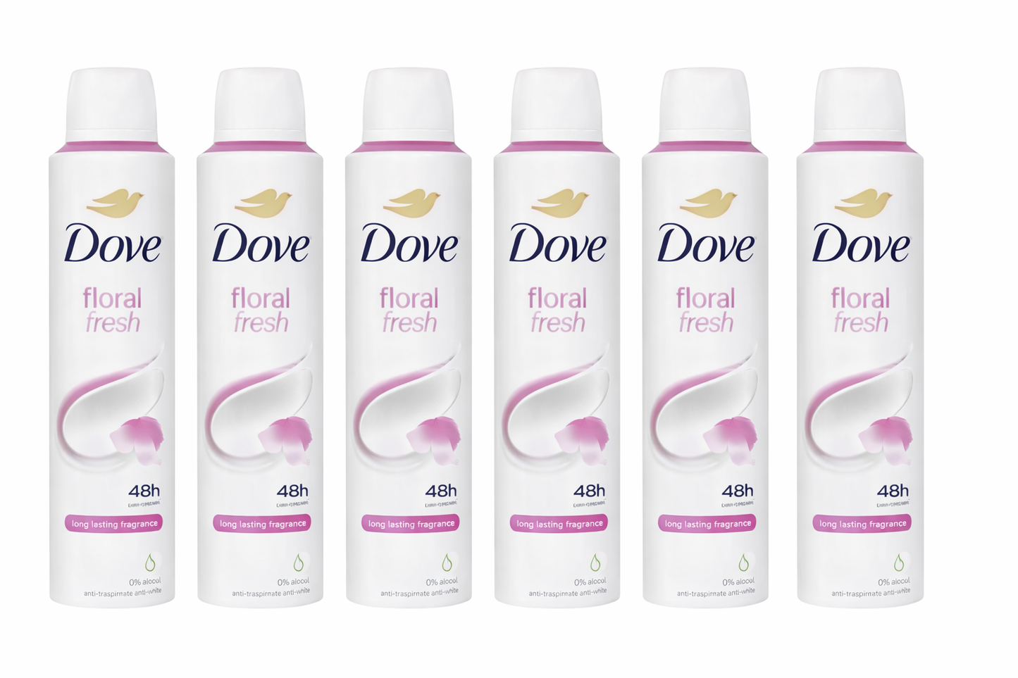 6x DOVE DEO SPRAY 200ML FLORAL FRESH