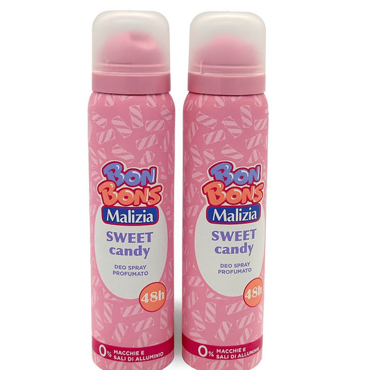 Bon Bons Malizia spray deodorante profumato, con fragranza Sweet Candy e milky cupcake, 2 unità