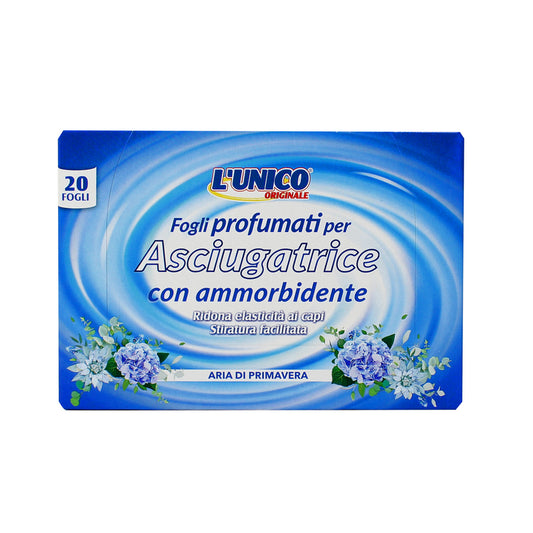 L'unico Panno Asciugatrice Fogli Profumati Con ammorbidente 120 fogli