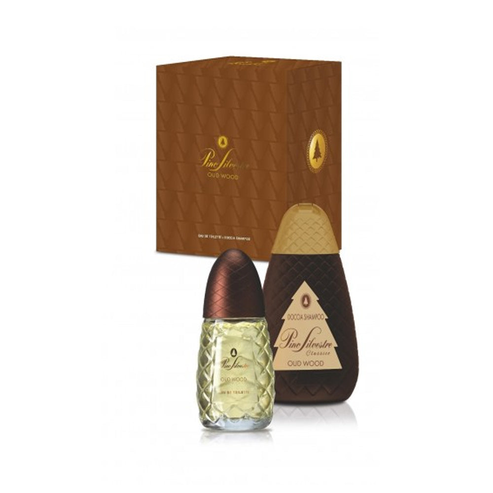 PINO SILVESTRE OUD WOOD CONFEZIONE REGALO UOMO PROFUMO EDT 75ML DOCCIA SHAMPOO 400ML