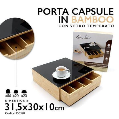 PORTA CAPSULE BAMBOO 31X30X10