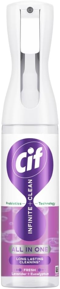 Cif Infinite Clean - Detergente spray alla lavanda e all'eucalipto All in One con tecnologia probiotici per una pulizia a lunga durata* 280 ml