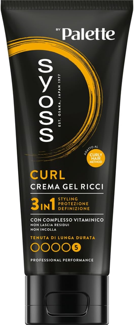 Syoss Curl Crema Gel Ricci 250 ml, 3 in 1, Crema con complesso vitaminico adatta per capelli ricci uomo