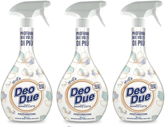 3x DEO DUE PROFUMATORE SPRAY 450 ML BIANCO LATTE