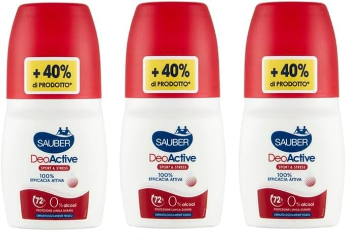 Sauber deodorante roll-on DeoActive per sport e stress, particolarmente adatti per sudorazione eccessiva, 70 ml