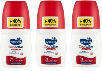 Sauber deodorante roll-on DeoActive per sport e stress, particolarmente adatti per sudorazione eccessiva, 70 ml