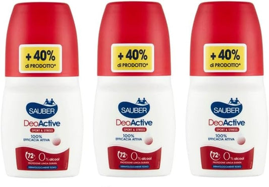 Sauber deodorante roll-on DeoActive per sport e stress, particolarmente adatti per sudorazione eccessiva, 70 ml