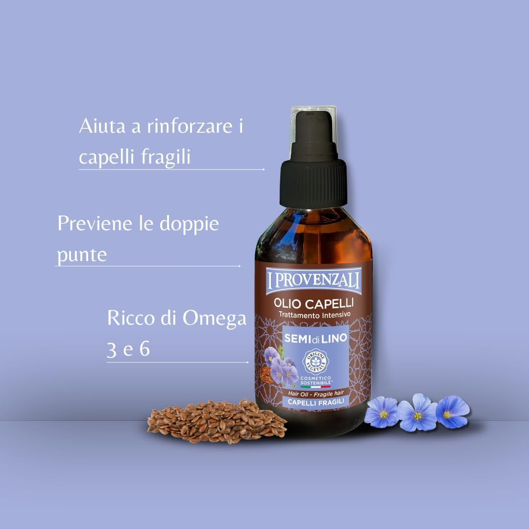 I Provenzali | Olio Semi di Lino, Trattamento Intensivo per Capelli Fragili, 100 ml