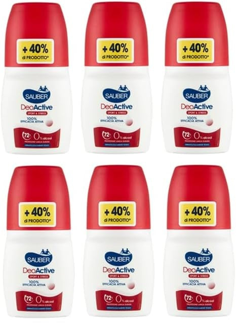 Sauber deodorante roll-on DeoActive per sport e stress, particolarmente adatti per sudorazione eccessiva, 70 ml
