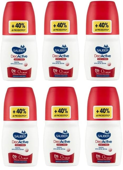 Sauber deodorante roll-on DeoActive per sport e stress, particolarmente adatti per sudorazione eccessiva, 70 ml