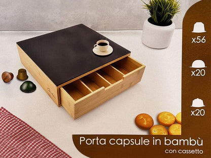 PORTA CAPSULE BAMBOO 31X30X10