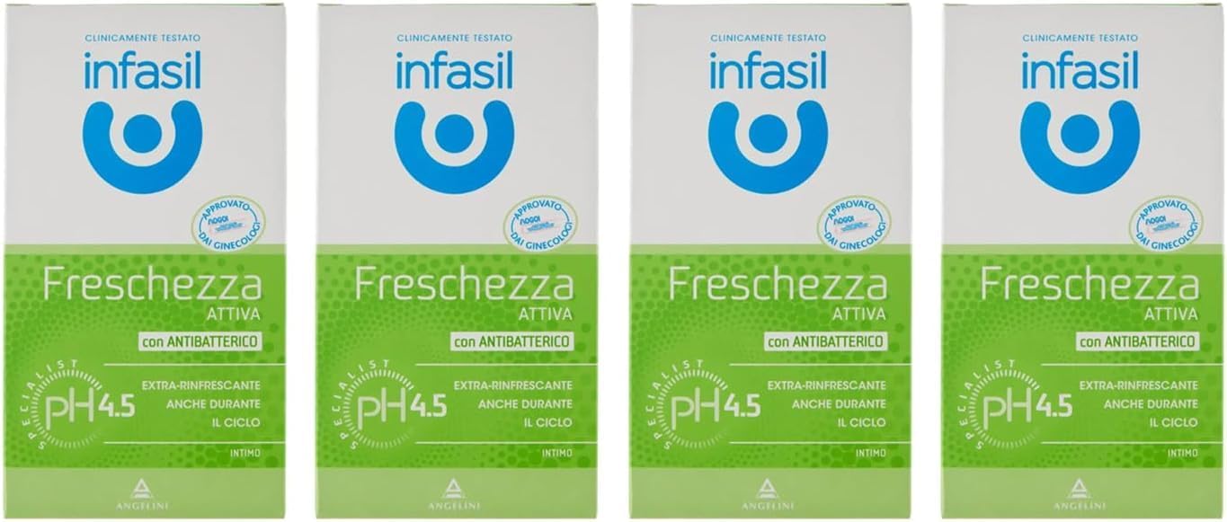 4x Infasil detergenti Intimo Freschezza Attiva, detergente intimo fresco attivo 200 ml