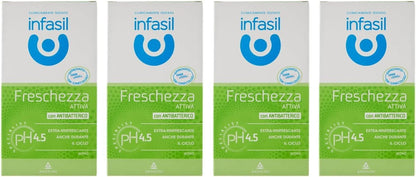4x Infasil detergenti Intimo Freschezza Attiva, detergente intimo fresco attivo 200 ml
