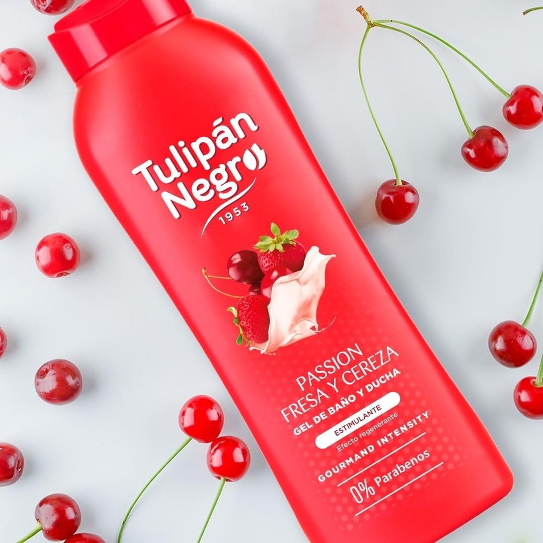 Tulipan nero, gel da bagno fresa e cereza, morbido idrato, 650 ml