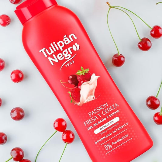 Tulipan nero, gel da bagno fresa e cereza, morbido idrato, 650 ml