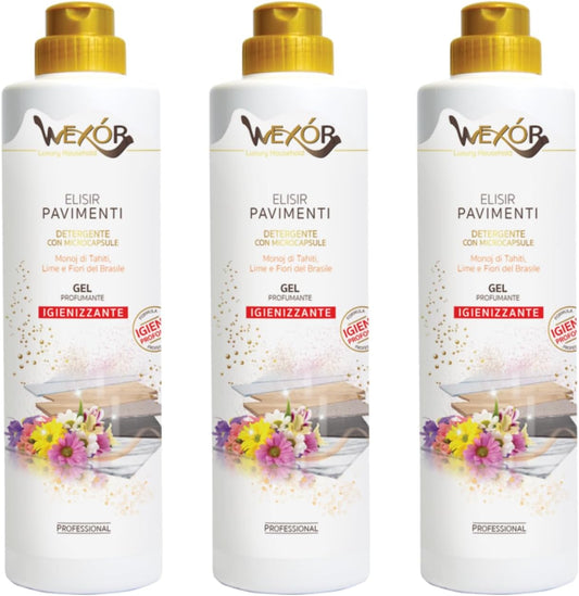 Detergente Elisir Pavimenti In Gel Igienizzante con Microcapsule, Monoi di Tahiti Lime e Fiori del Brasile, Profumato, 750ml (750ml (3 unita))