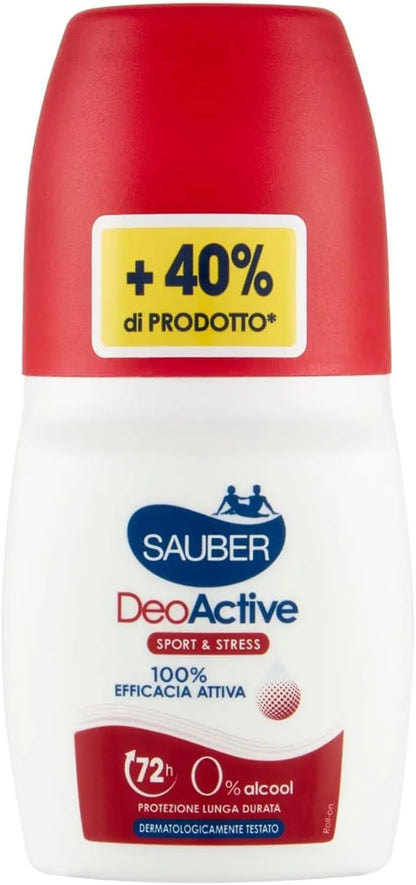 Sauber deodorante roll-on DeoActive per sport e stress, particolarmente adatti per sudorazione eccessiva, 70 ml