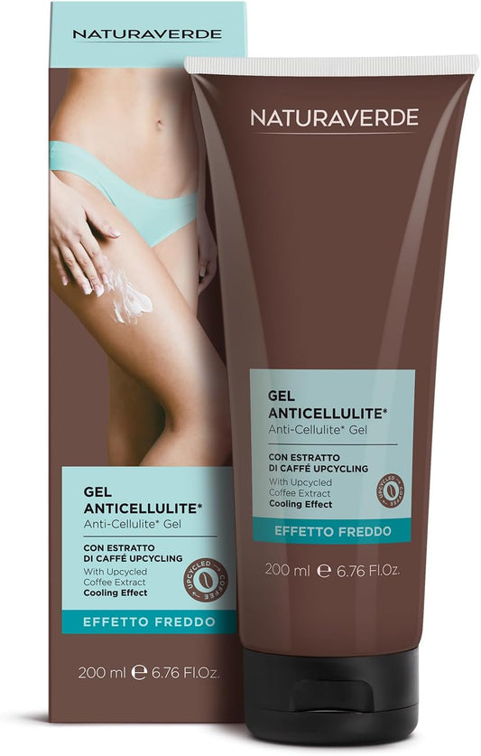 NATURAVERDE | Gel Anticellulite Effetto Freddo con Estratto di Caffè Upcycling, Tonifica, Rassoda e Defatica le Gambe, 200 ml