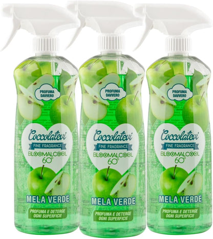 COCCOLATEVI MELA Bloomalcool 60° Mela 750 ml, Detergente Multiuso Profumato Mela, Deterge e Profuma, Ideale per Cucina, Bagno e Superfici Dure, Senza Risciacquo