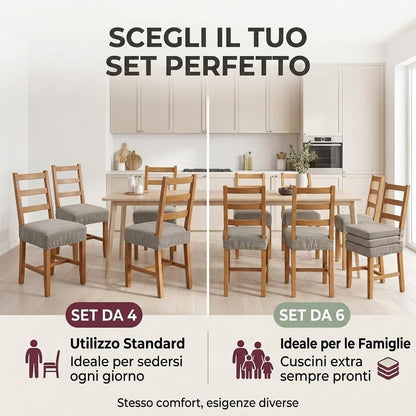 4 Cuscini Sedia 40x40 Imbottiti, Cotone e Poliestere, Comfort 5 cm, con Elastico Perimetrale e Fascia 12 cm, Antiscivolo Marca: imi shop