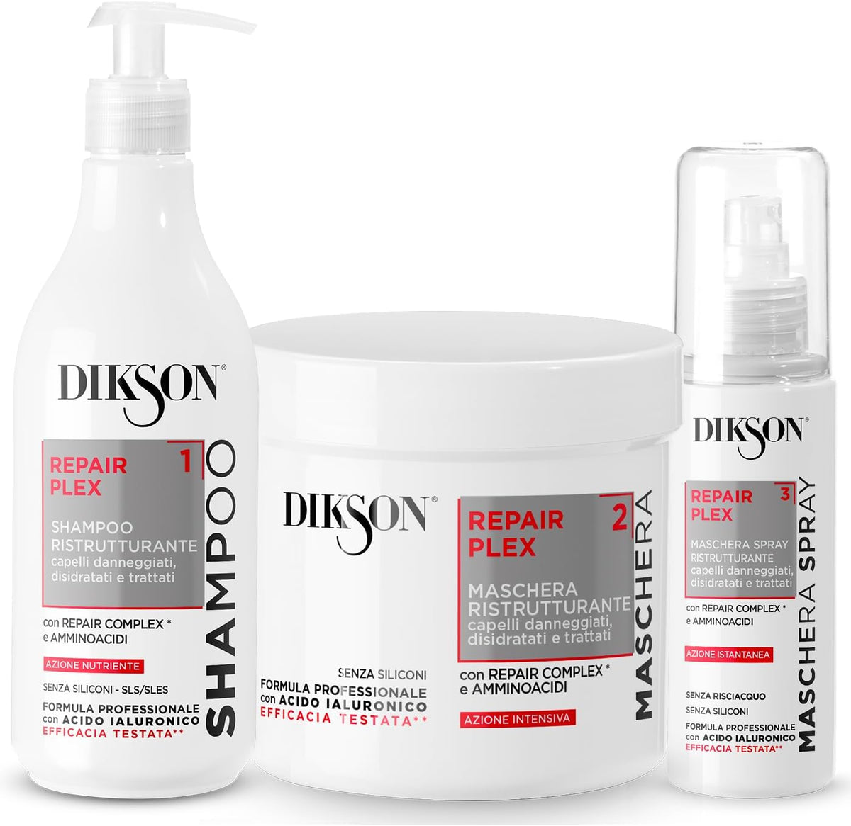 Dikson Repair Plex, Shampoo, Maschera e Spray Ristrutturanti