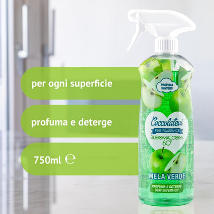 COCCOLATEVI MELA Bloomalcool 60° Mela 750 ml, Detergente Multiuso Profumato Mela, Deterge e Profuma, Ideale per Cucina, Bagno e Superfici Dure, Senza Risciacquo