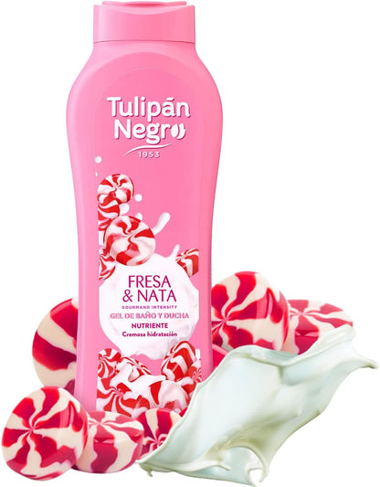 Tulipan nero, gel da bagno fresa e nata, morbido idrato, 650 ml