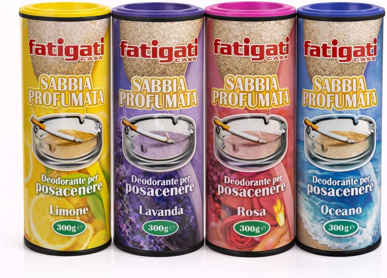 Sabbia Profumata per Posacenere, Assorbe Cenere e Odori, Profumazioni Assortite, Set da 4/8/12 Pezzi