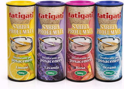 Sabbia Profumata per Posacenere, Assorbe Cenere e Odori, Profumazioni Assortite, Set da 4/8/12 Pezzi