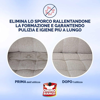 Omino Bianco Gel - Prodotto Specifico per Tappeti e Divani, Pulitore e Detergente per Tessuti con Formula Antiodore, 2 Pezzi da 300 ml