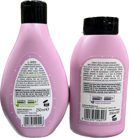 ADORN set BASIC capelli ricci SHAMPOO GLOSSY + CREMA RICCI per ricci perfetti e definiti senza capricci
