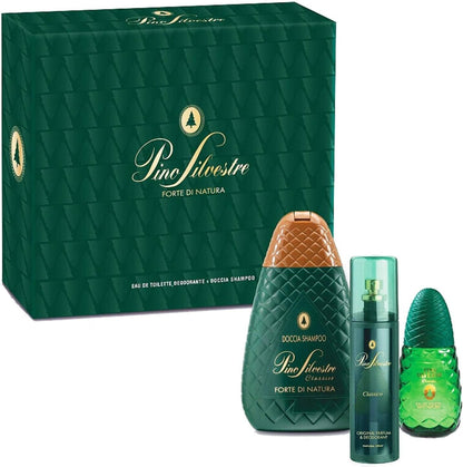 Pino Silvestre Confezione Regalo Uomo - Profumo Eau de Perfum 75 Ml, Deodorante Profumato 100 Ml, Bagnoschiuma 400 Ml