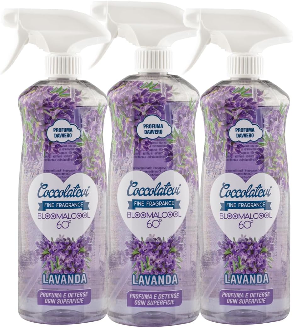 COCCOLATEVI LAVANDA Bloomalcool 60° 750 ml, Detergente Multiuso Profumato, Deterge e Profuma, Ideale per Cucina, Bagno e Superfici Dure, Senza Risciacquo