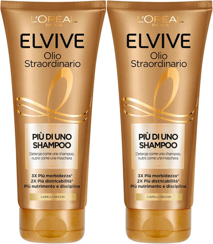 2x L'Oréal Paris Elvive Olio Straordinario Più di Uno Shampoo