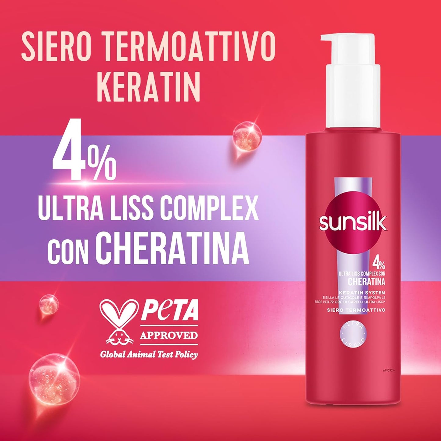 Sunsilk Kit Keratin System, Set Cura Capelli, con Shampoo 250ml, Balsamo Capelli 200ml, Siero 200ml, con Ultra Liss Complex con Cheratina