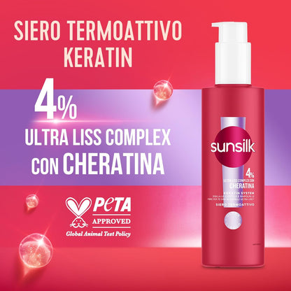 Sunsilk Kit Keratin System, Set Cura Capelli, con Shampoo 250ml, Balsamo Capelli 200ml, Siero 200ml, con Ultra Liss Complex con Cheratina