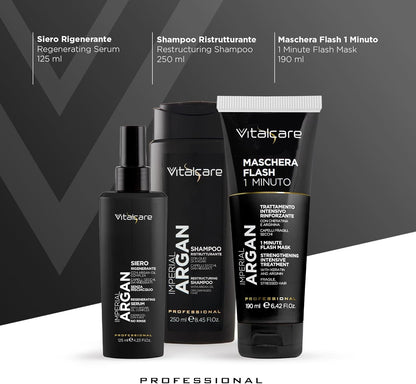 VITALCARE | Gift Set Argan - Shampoo 250ml + Siero 125 ml + Maschera Flash 190ml