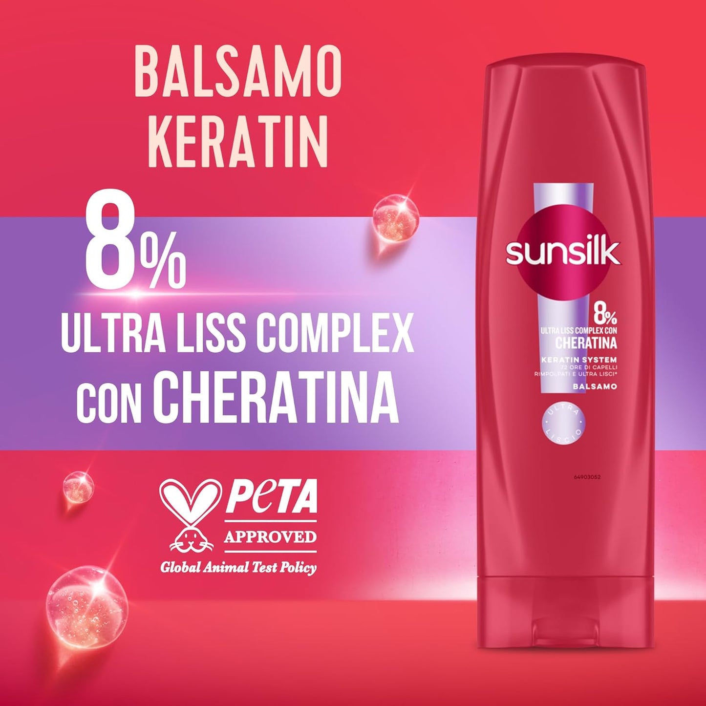 Sunsilk Kit Keratin System, Set Cura Capelli, con Shampoo 250ml, Balsamo Capelli 200ml, Siero 200ml, con Ultra Liss Complex con Cheratina