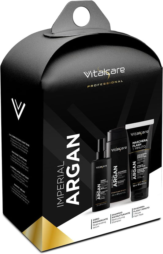 VITALCARE | Gift Set Argan - Shampoo 250ml + Siero 125 ml + Maschera Flash 190ml