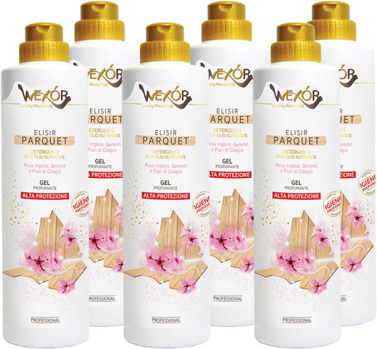 Elisir Parquet Detergente con Olio Nutriente, Gel Profumante Alta Protezione, Rosa Inglese Geranio e Fiori di Ciliegio