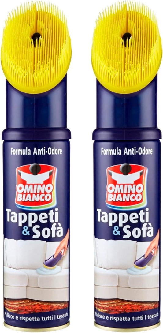 Omino Bianco Gel - Prodotto Specifico per Tappeti e Divani, Pulitore e Detergente per Tessuti con Formula Antiodore, 2 Pezzi da 300 ml