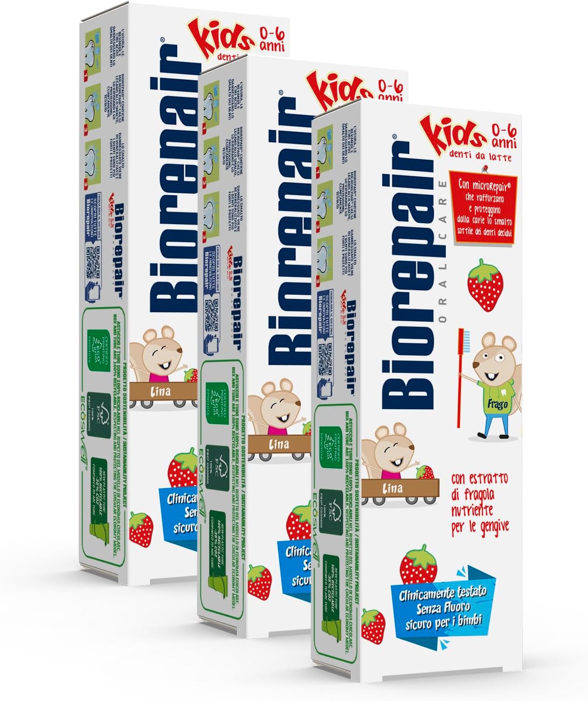 Biorepair, Dentifricio Kids 0-6 anni, Dentifricio per Bambini