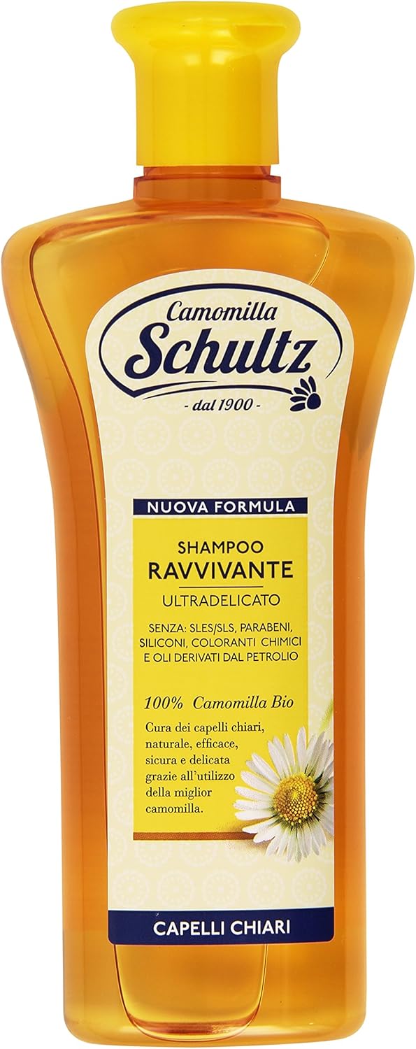 Schultz - linea trattamento cappelli,Shampoo, Balsamo, Lozioni Ultra delicato, 100% Camomilla Bio