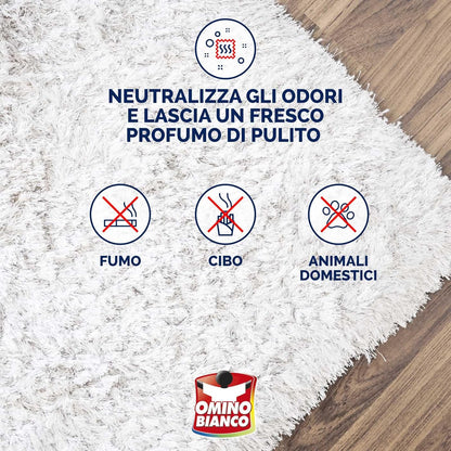 Omino Bianco Gel - Prodotto Specifico per Tappeti e Divani, Pulitore e Detergente per Tessuti con Formula Antiodore, 2 Pezzi da 300 ml